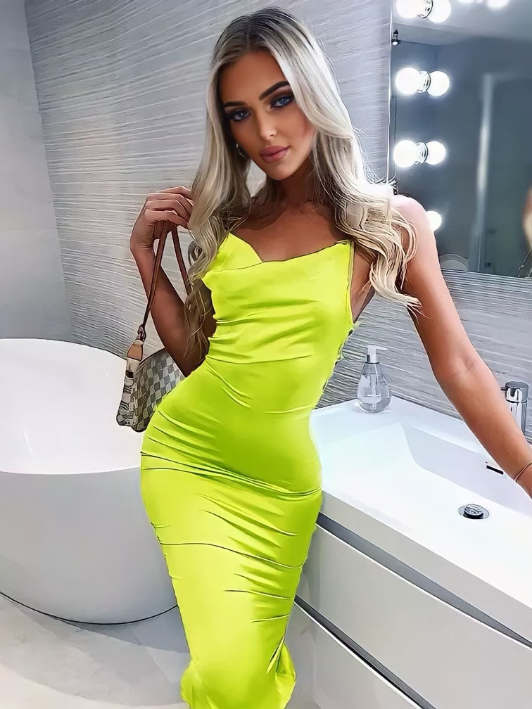 Neon green strappy dress best sale