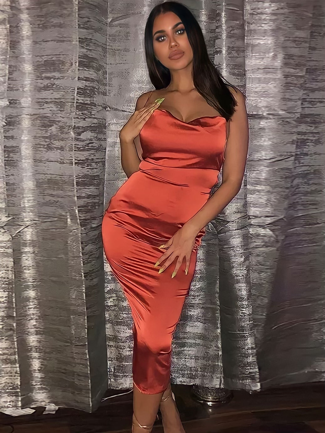 Give It All To Me Satin Midi Dress