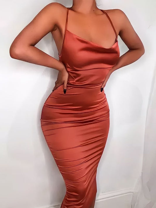 Give It All To Me Satin Midi Dress